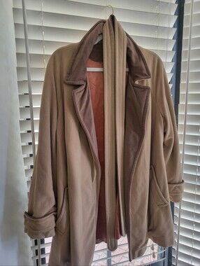 Vintage Miracle Beige Coat with Brown Trim